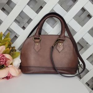 I Medici Brown Leather Dome Satchel Crossbody Handbag